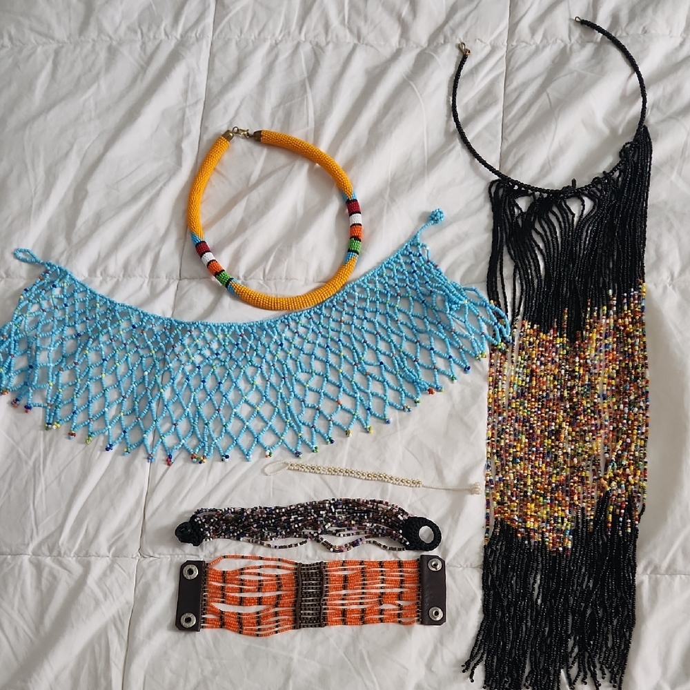 Bundle Of Handmade Beaded Jewlery Bracelets And Necklaces - Women Jewelry